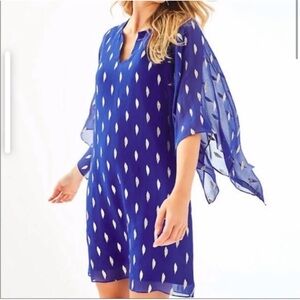 Lilly‎ Pulitzer Shalynn Silk Blue Caftan Dress 8